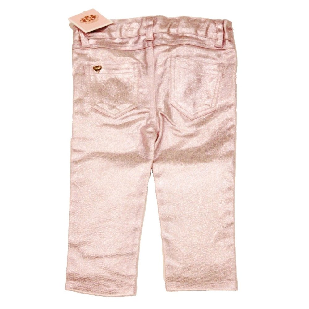 JUICY COUTURE Baby GIRL Pants METALLIC Pink SHINY Gold Hardware 6-12 Months